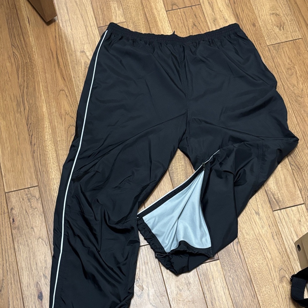 Black Track Pants with White Stripe